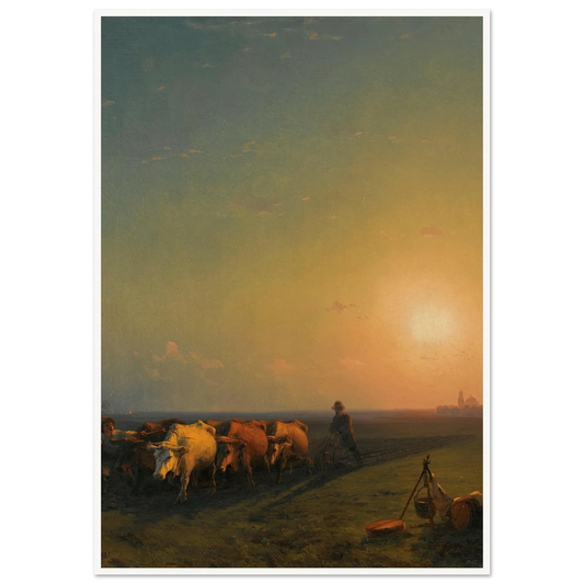 Ploughing The Fields, Crimea (1865) Art Print | Ivan Konstantinovich Aivazovsky - Framed Poster - 30x40 cm / 12x16″ - Black frame