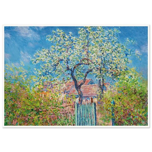 Poirier En Fleurs (1885) Art Print | Claude Monet - Framed Poster - 30x40 cm / 12x16″ - Black frame