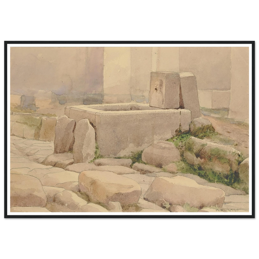 Pompeian Fountain And Horse Trough (1880) Art Print | William Henry Holmes - Framed Poster - 30x40 cm / 12x16″ - Black frame