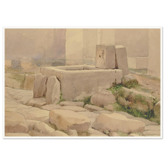 Pompeian Fountain And Horse Trough (1880) Art Print | William Henry Holmes - Framed Poster - 30x40 cm / 12x16″ - Black frame