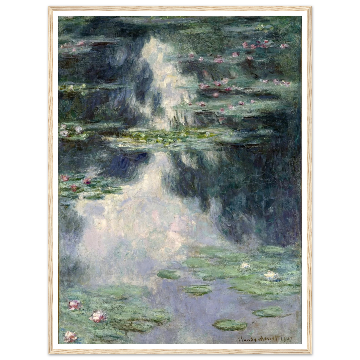 Pond with Water Lilies (1907) Art Print | Claude Monet - Framed Poster - 30x40 cm / 12x16″ - Black frame