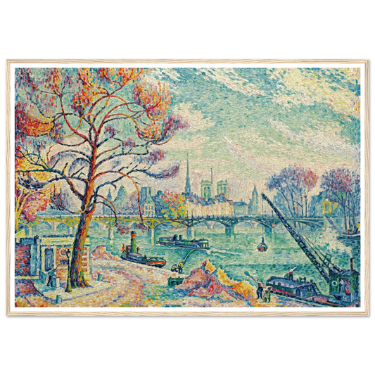 Pont Des Arts (Paris) (1925) Art Print | Paul Signac - Framed Poster - 30x40 cm / 12x16″ - Black frame