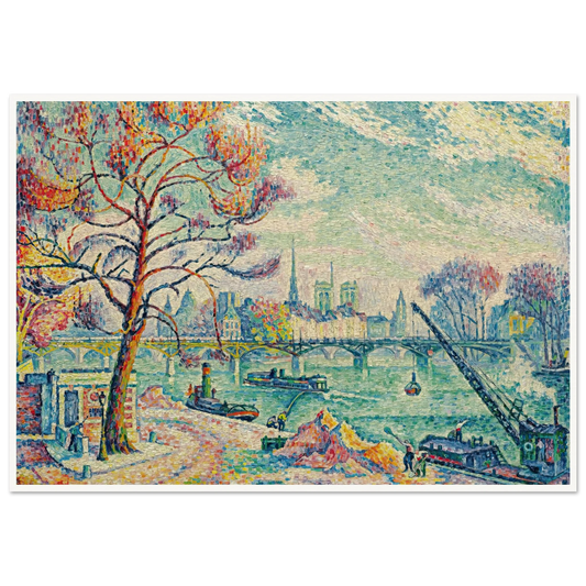 Pont Des Arts (Paris) (1925) Art Print | Paul Signac - Framed Poster - 30x40 cm / 12x16″ - Black frame