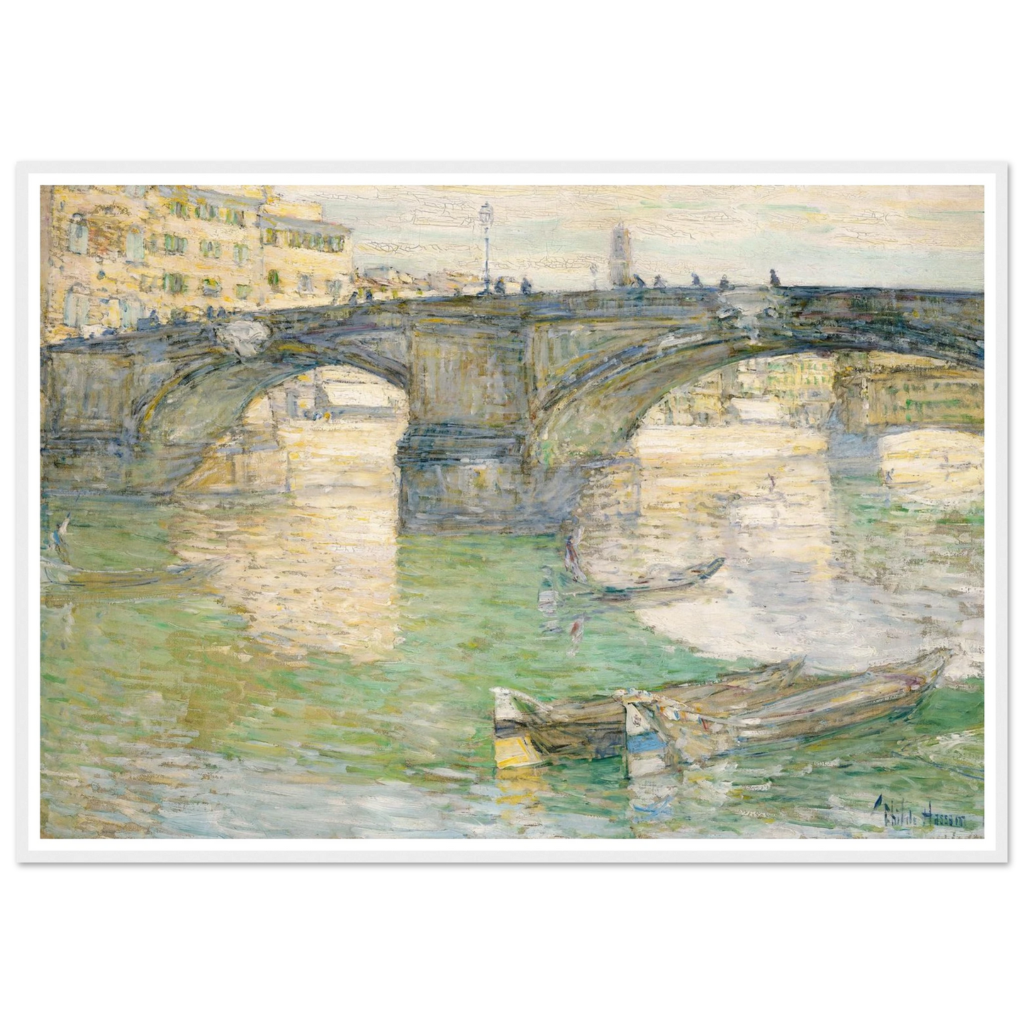 Ponte Santa Trinità (1897) Art Print | Childe Hassam - Framed Poster - 70x100 cm / 28x40″ - Black frame