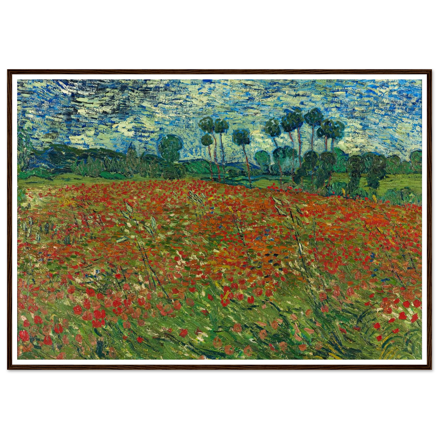 Poppy field Art Print | Vincent van Gogh - Framed Poster - 30x40 cm / 12x16″ - Black frame