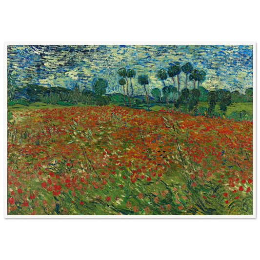 Poppy field Art Print | Vincent van Gogh - Framed Poster - 30x40 cm / 12x16″ - Black frame