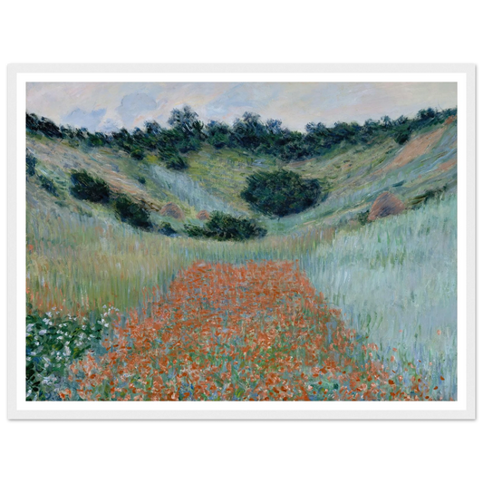 Poppy Field in a Hollow near Giverny (1885) Art Print | Claude Monet - Framed Poster - 30x40 cm / 12x16″ - Black frame