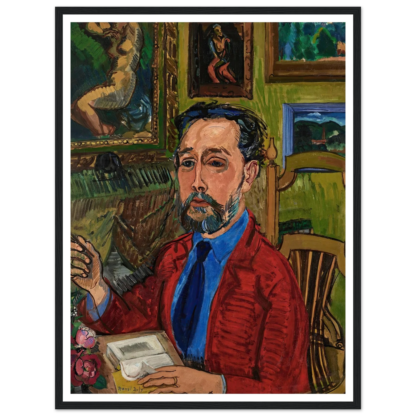 Portrait du poète Joachim Gasquet (1919) Art Print | Raoul Dufy - Framed Poster - 30x40 cm / 12x16″ - Black frame
