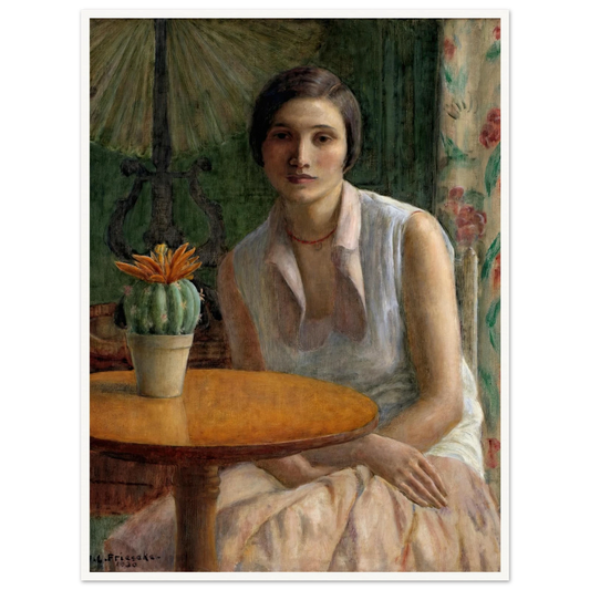 Portrait of a Woman (with Cactus) (1930) Art Print | Frederick Carl Frieseke - Framed Poster - 30x40 cm / 12x16″ - Black frame
