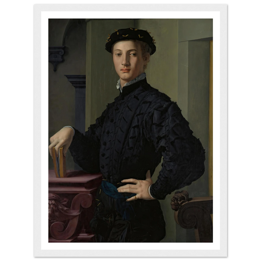 Portrait of a Young Man (1530s) Art Print | Agnolo Bronzino - Framed Poster - 30x40 cm / 12x16″ - Black frame