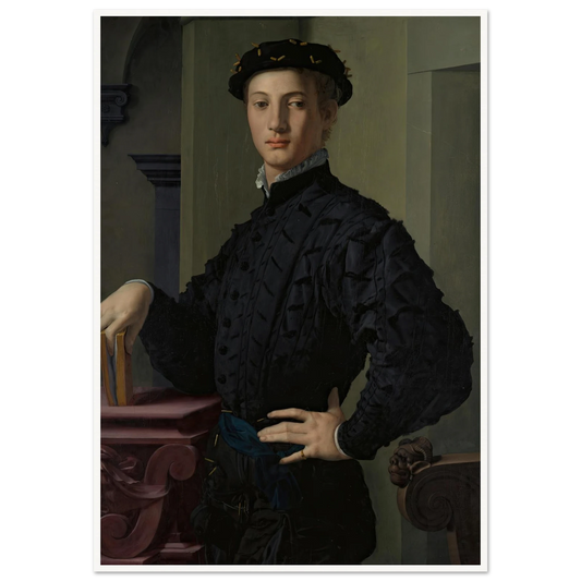 Portrait of a Young Man (1530s) Art Print | Agnolo Bronzino - Framed Poster - 30x40 cm / 12x16″ - Black frame
