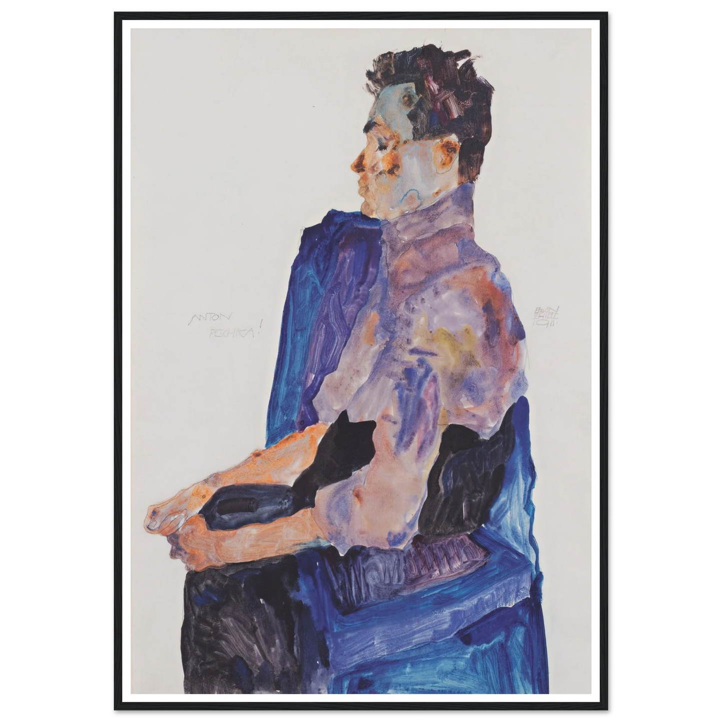 Portrait of Anton Peschka (1911) Art Print | Egon Schiele - Framed Poster - 30x40 cm / 12x16″ - Black frame