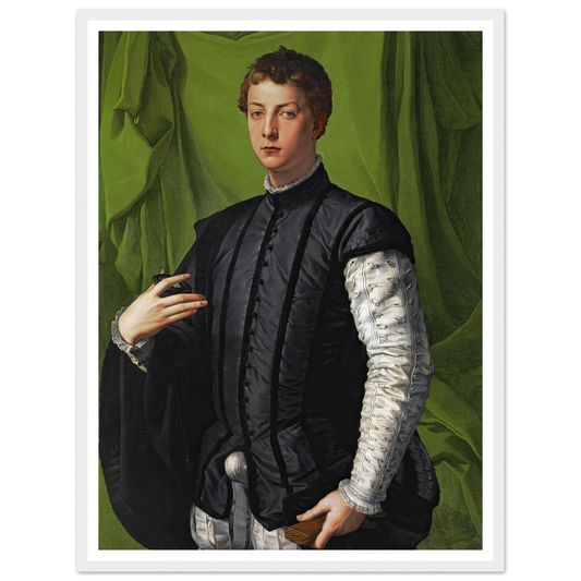 Portrait Of Lodovico Capponi (1550-1555) Art Print | Agnolo Bronzino - Framed Poster - 30x40 cm / 12x16″ - Black frame