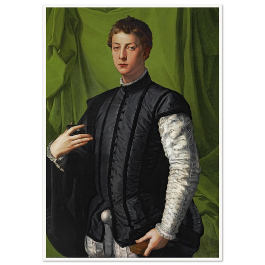 Portrait Of Lodovico Capponi (1550-1555) Art Print | Agnolo Bronzino - Framed Poster - 30x40 cm / 12x16″ - Black frame