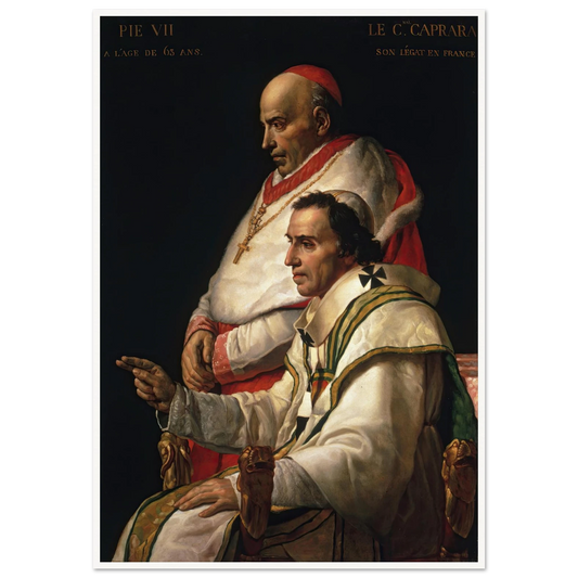 Portrait Of Pope Pius VII And Cardinal Caprara (1805) Art Print | Jacques Louis David - Framed Poster - 70x100 cm / 28x40″ - Black frame