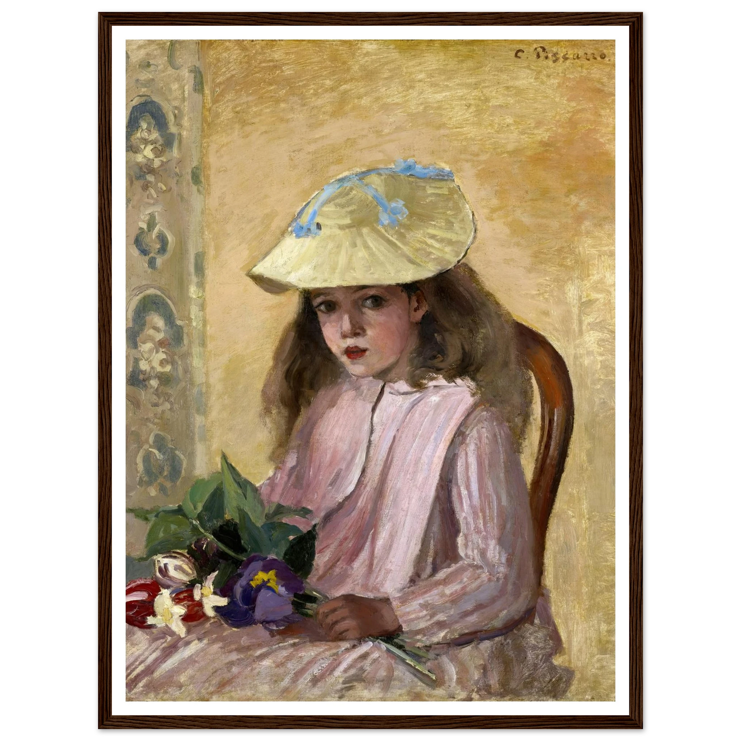 Portrait of the Artist’s Daughter (1872) Art Print | Camille Pissarro - Framed Poster - 30x40 cm / 12x16″ - Black frame