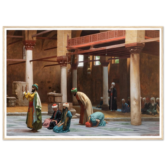 Prayers In The Mosque Art Print | Jean Leon Gerome - Framed Poster - 30x40 cm / 12x16″ - Black frame