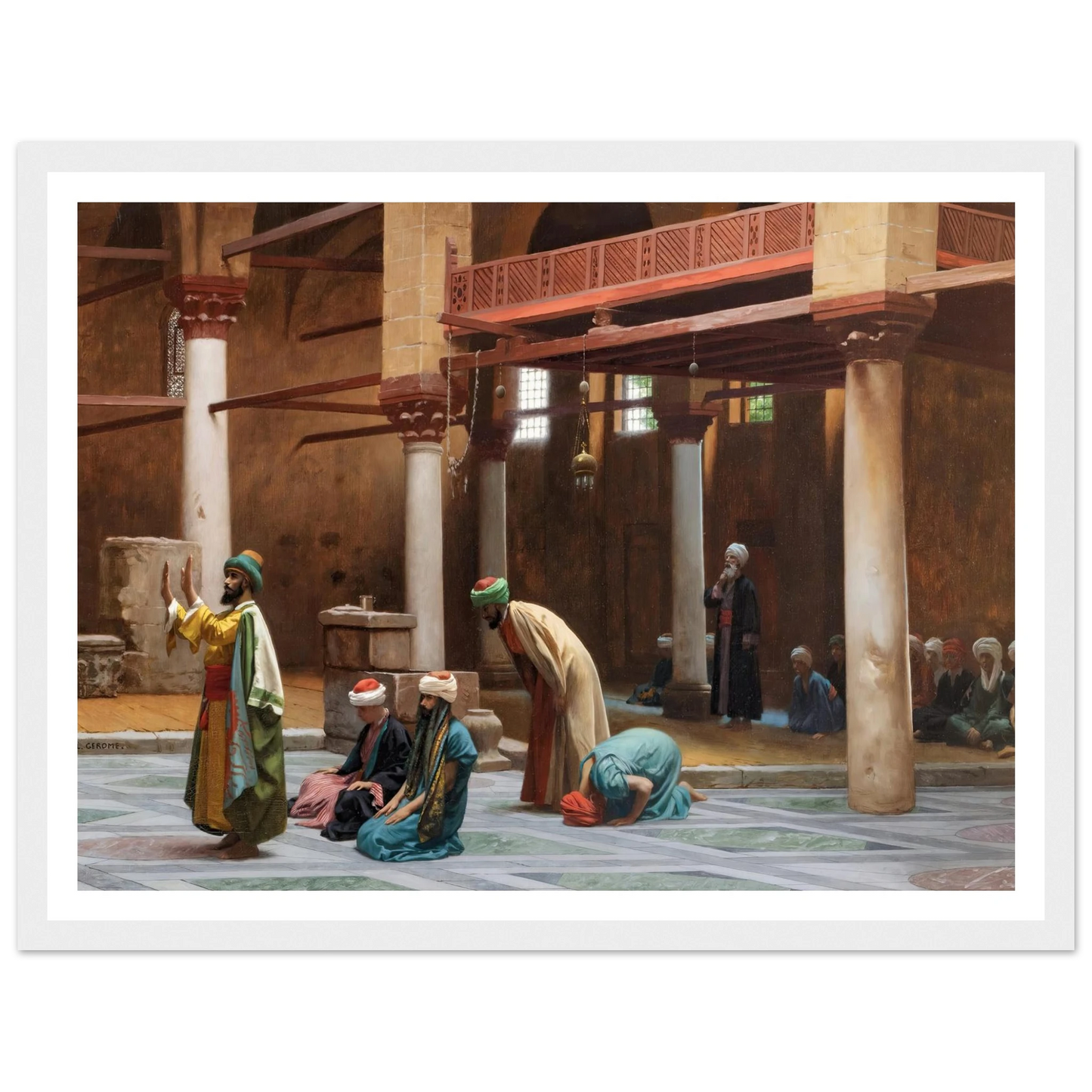 Prayers In The Mosque Art Print | Jean Leon Gerome - Framed Poster - 30x40 cm / 12x16″ - Black frame