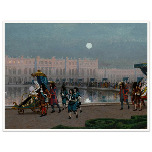 Promenade de la Cour dans les jardins de Versailles Art Print | Jean Leon Gerome - Framed Poster - 30x40 cm / 12x16″ - Black frame