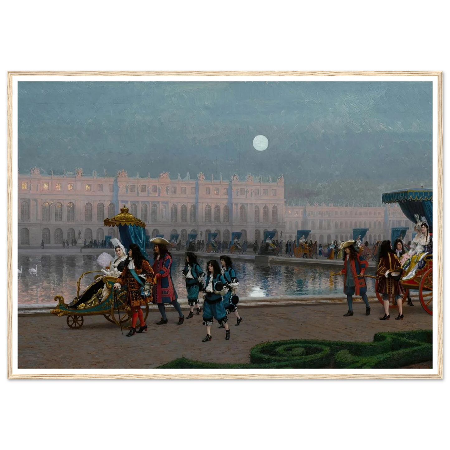 Promenade de la Cour dans les jardins de Versailles Art Print | Jean Leon Gerome - Framed Poster - 30x40 cm / 12x16″ - Black frame