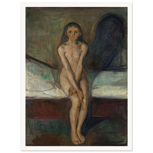 Puberty (1894) Art Print | Edvard Munch - Framed Poster - 30x40 cm / 12x16″ - Black frame