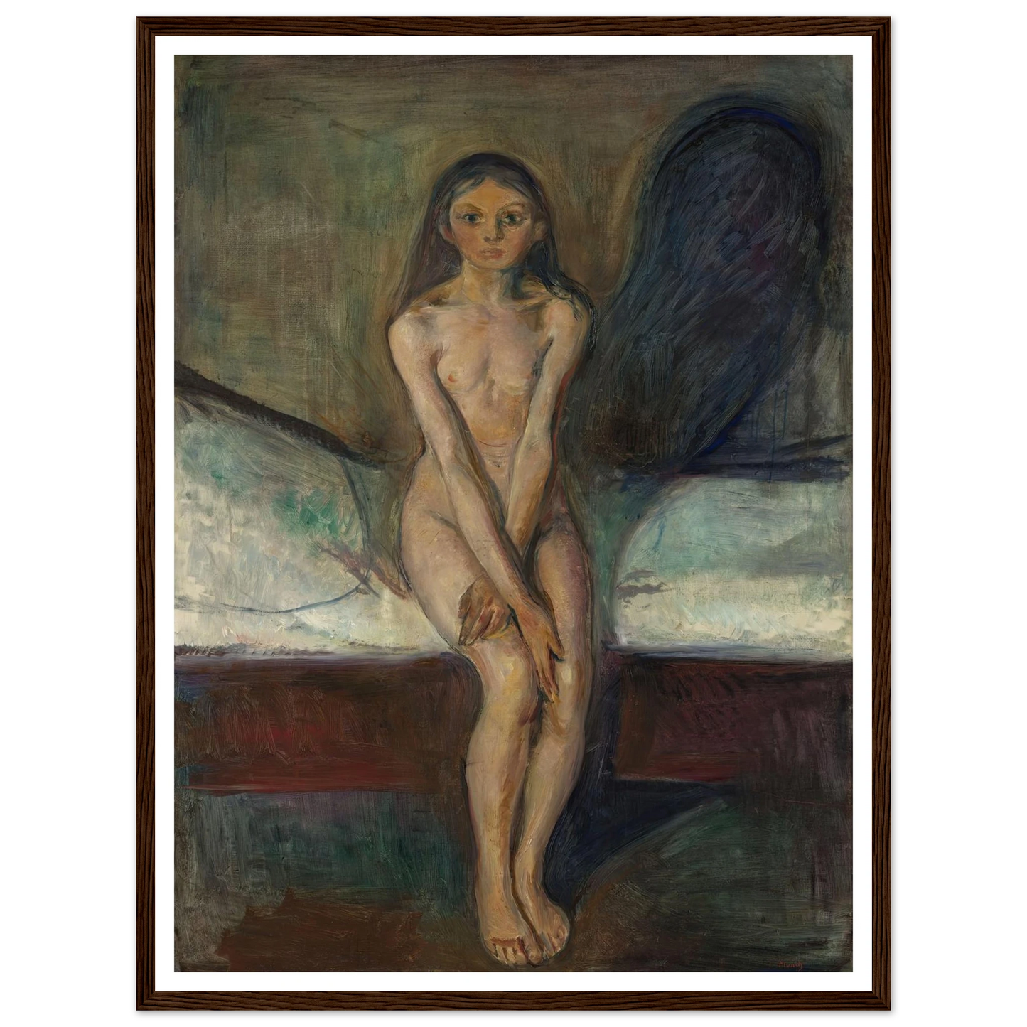 Puberty (1894) Art Print | Edvard Munch - Framed Poster - 30x40 cm / 12x16″ - Black frame