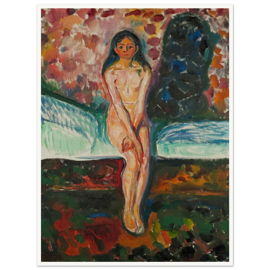Puberty (1914–16) Art Print | Edvard Munch - Framed Poster - 30x40 cm / 12x16″ - Black frame