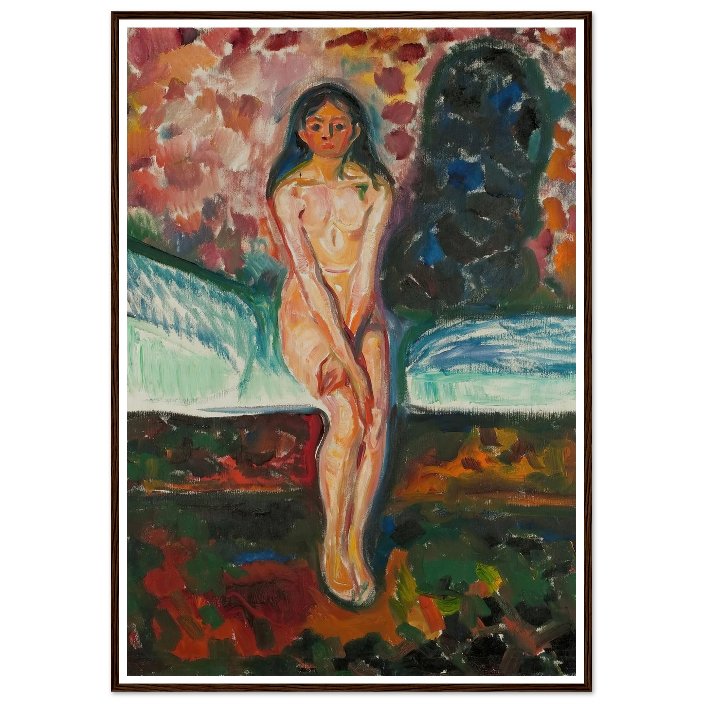 Puberty (1914–16) Art Print | Edvard Munch - Framed Poster - 30x40 cm / 12x16″ - Black frame