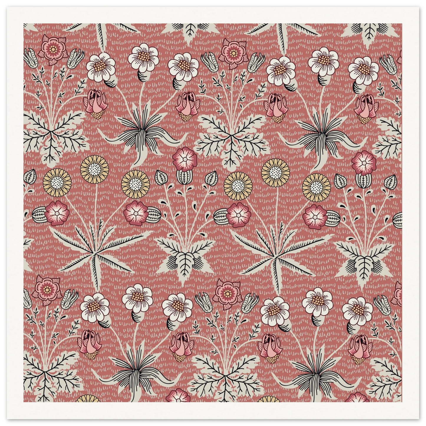 Pulsatilla Arts Tapestry Art Print | William Morris Inspired - Framed Poster - 30x30 cm / 12x12″ - Black frame