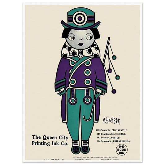 Queen City Ink, Ad. 01 (1890-1913) Art Print | Augustus Jansson - Framed Poster - 30x40 cm / 12x16″ - Black frame