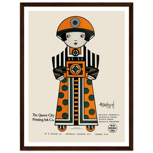 Queen City Ink, Ad. 02 (1890-1913) Art Print | Augustus Jansson - Framed Poster - 30x40 cm / 12x16″ - Black frame