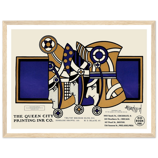 Queen City Ink, Ad. 03 (1890-1913) Art Print | Augustus Jansson - Framed Poster - 30x40 cm / 12x16″ - Black frame
