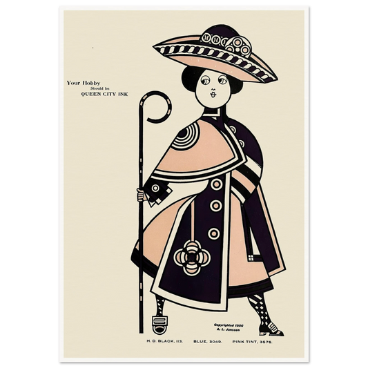 Queen City Ink, Ad. 34 (1890-1913) Art Print | Augustus Jansson - Framed Poster - 30x40 cm / 12x16″ - Black frame