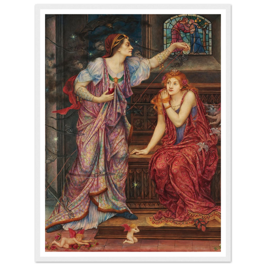 Queen Eleanor & Fair Rosamund (1880-1919) Art Print | Evelyn de Morgan - Framed Poster - 30x40 cm / 12x16″ - Black frame