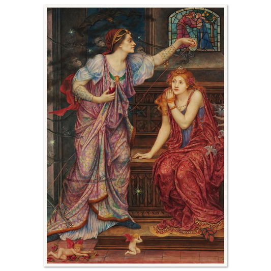 Queen Eleanor & Fair Rosamund (1880-1919) Art Print | Evelyn de Morgan - Framed Poster - 30x40 cm / 12x16″ - Black frame