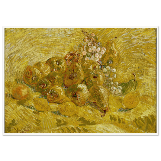 Quinces, lemons, pears and grapes (from 1887 until 1888) Art Print | Vincent van Gogh - Framed Poster - 30x40 cm / 12x16″ - Black frame