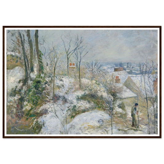 Rabbit Warren at Pontoise, Snow (1879) Art Print | Camille Pissarro - Framed Poster - 30x40 cm / 12x16″ - Black frame