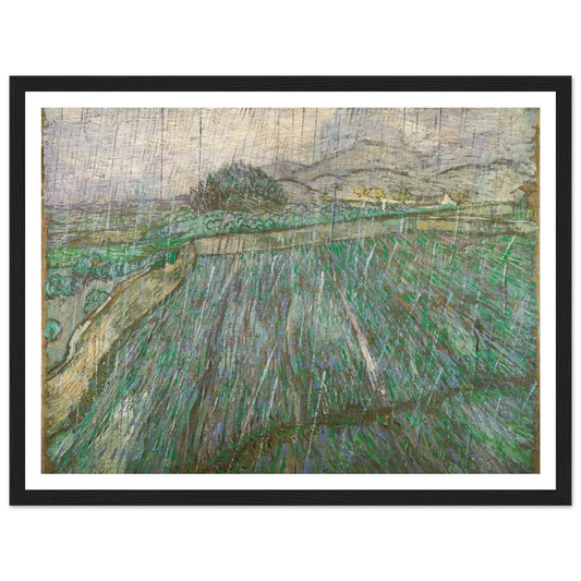 Rain Art Print | Vincent van Gogh - Framed Poster - 30x40 cm / 12x16″ - Black frame