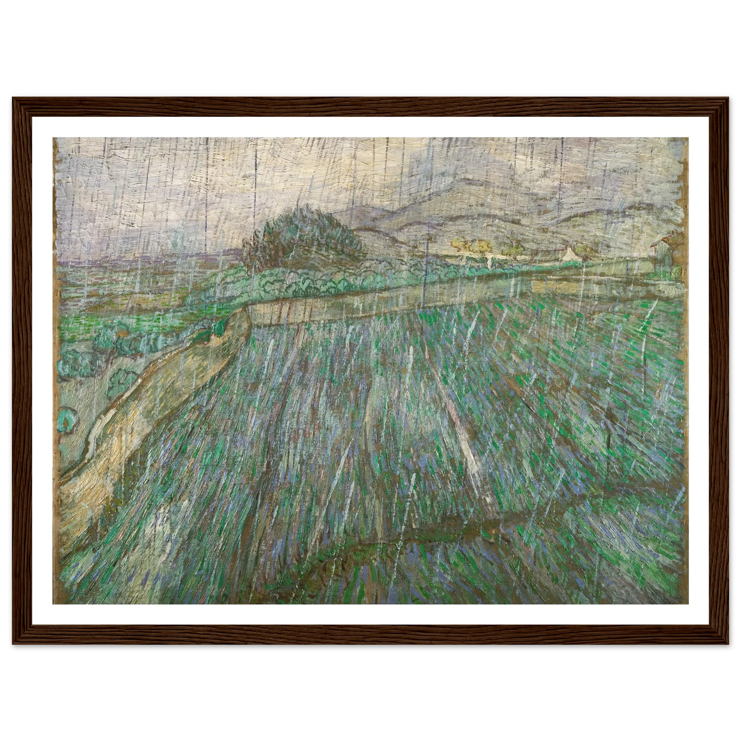 Rain Art Print | Vincent van Gogh - Framed Poster - 30x40 cm / 12x16″ - Black frame