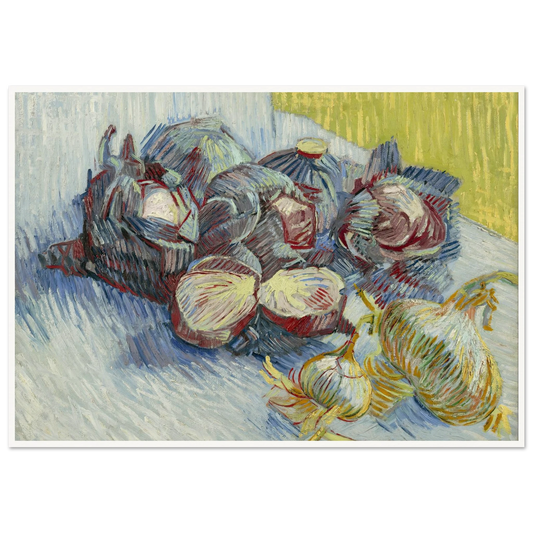 Red cabbages and onions (1887) Art Print | Vincent van Gogh - Framed Poster - 30x40 cm / 12x16″ - Black frame