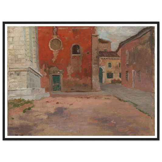 Red Church Wall in Venice (1894) Art Print | Frits Thaulow - Framed Poster - 30x40 cm / 12x16″ - Black frame