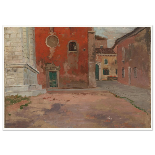 Red Church Wall in Venice (1894) Art Print | Frits Thaulow - Framed Poster - 30x40 cm / 12x16″ - Black frame