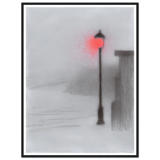 Red Light Street Lamp - Framed Poster - 30x40 cm / 12x16″ - Black frame