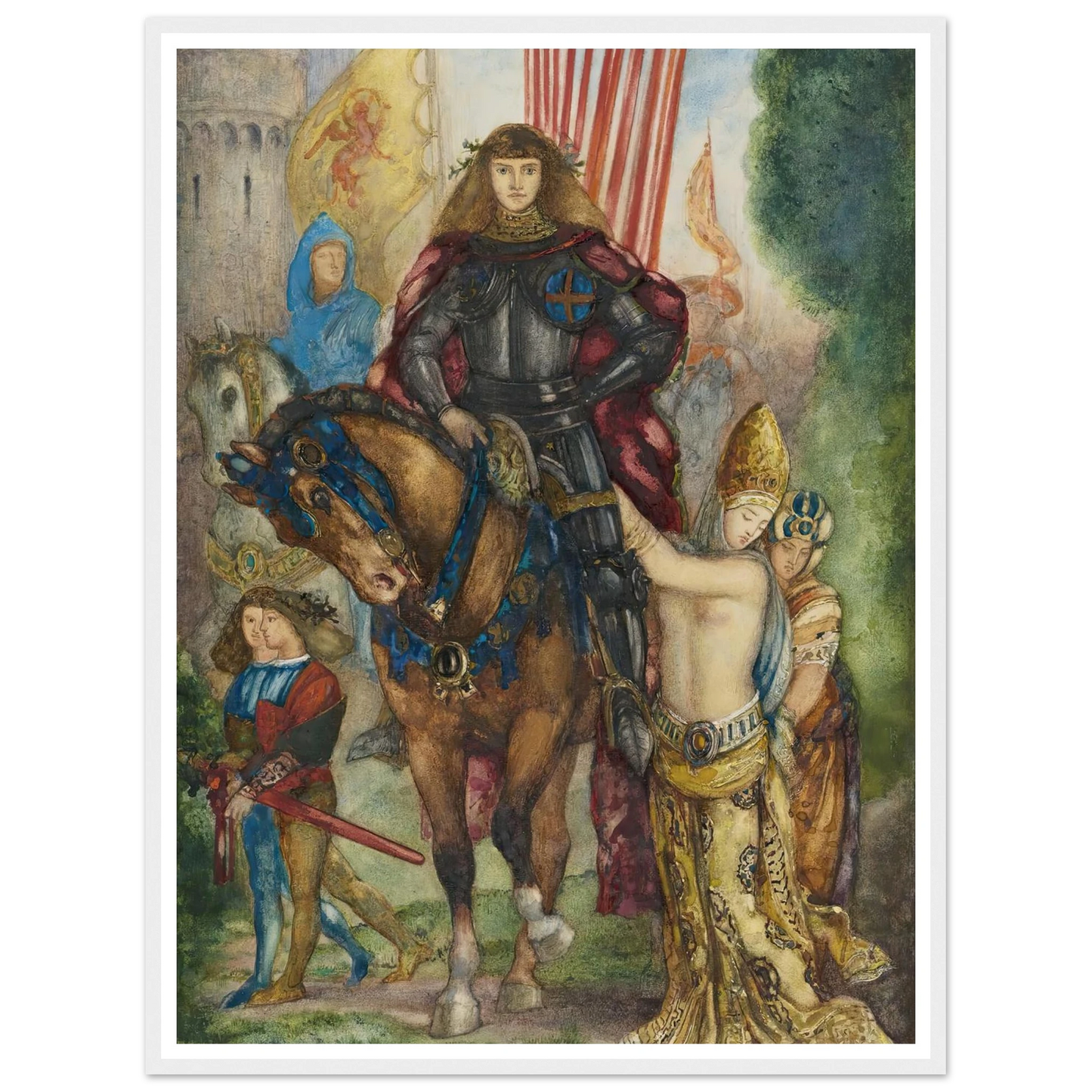 Reître et captives Art Print | Gustave Moreau - Framed Poster - 30x40 cm / 12x16″ - Black frame