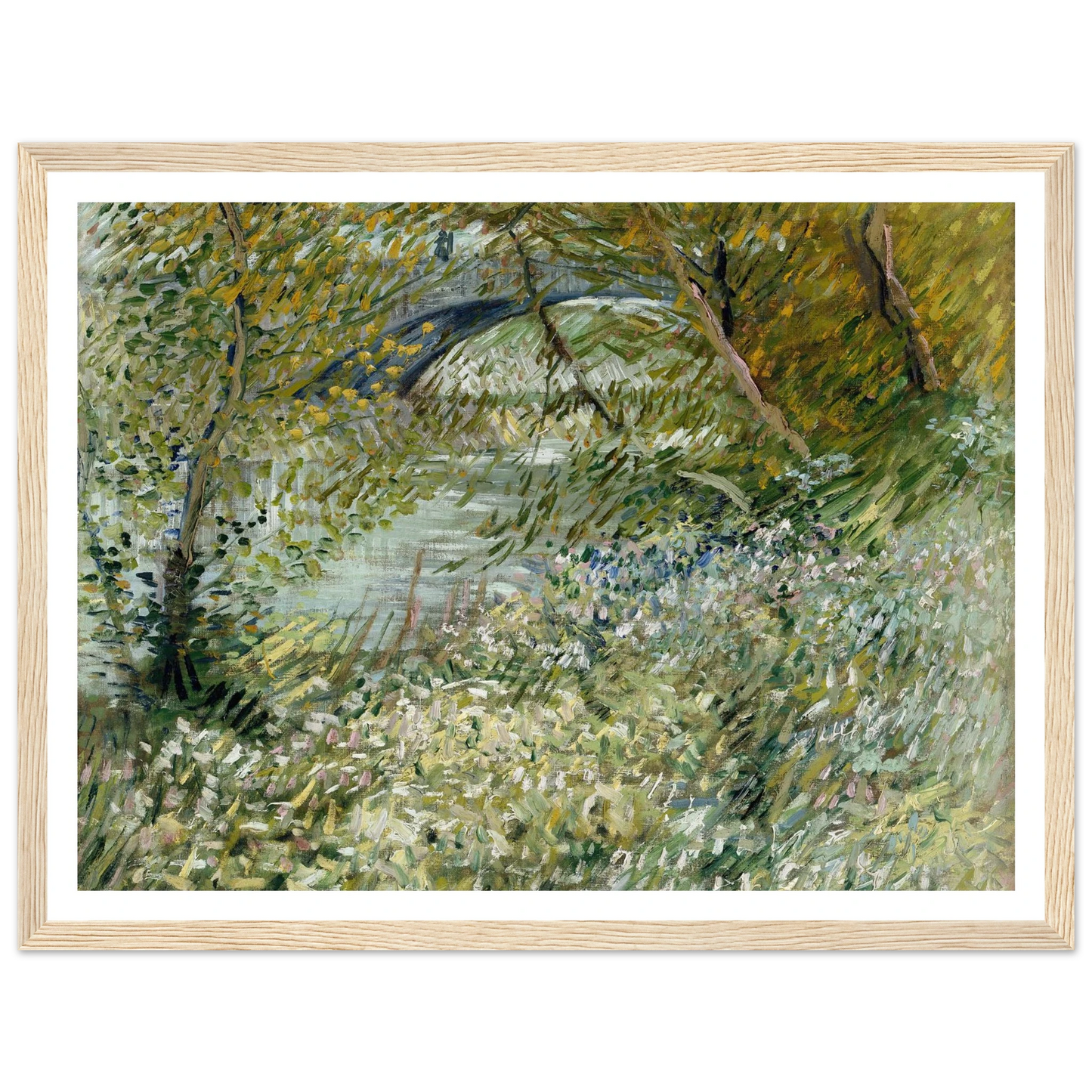 River Bank in Springtime (1887) Art Print | Vincent van Gogh - Framed Poster - 30x40 cm / 12x16″ - Black frame