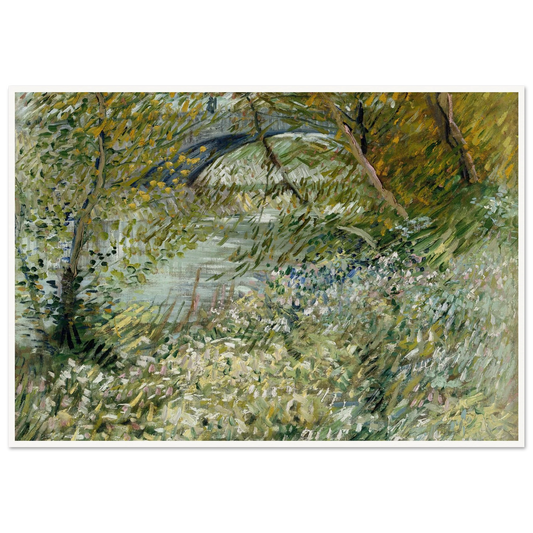 River Bank in Springtime (1887) Art Print | Vincent van Gogh - Framed Poster - 30x40 cm / 12x16″ - Black frame