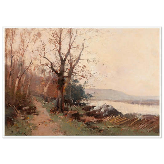 River Landscape Art Print | Eugene Galien Laloue - Framed Poster - 30x40 cm / 12x16″ - Black frame