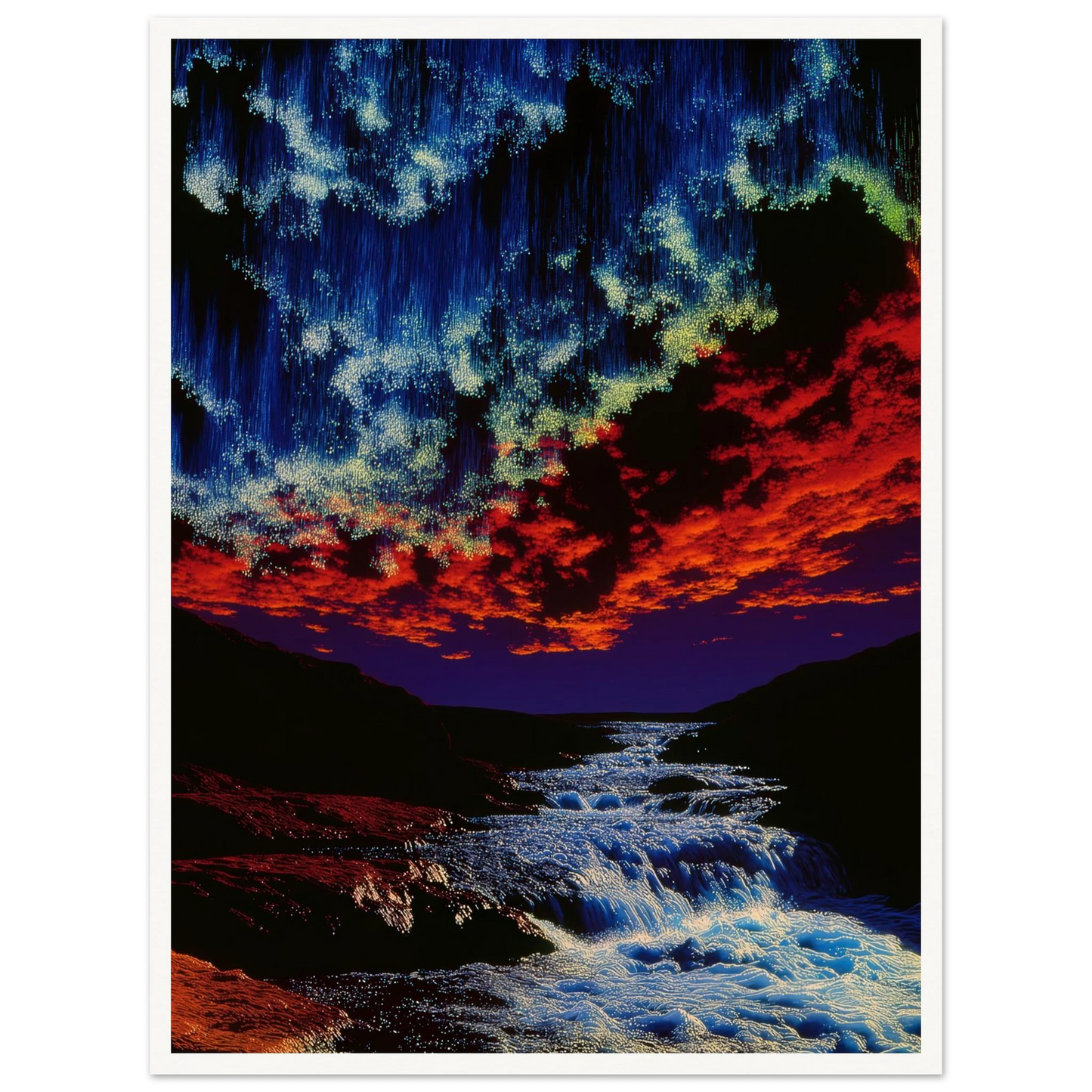 River Under Crimson Sky - Framed Poster - 30x40 cm / 12x16″ - Black frame