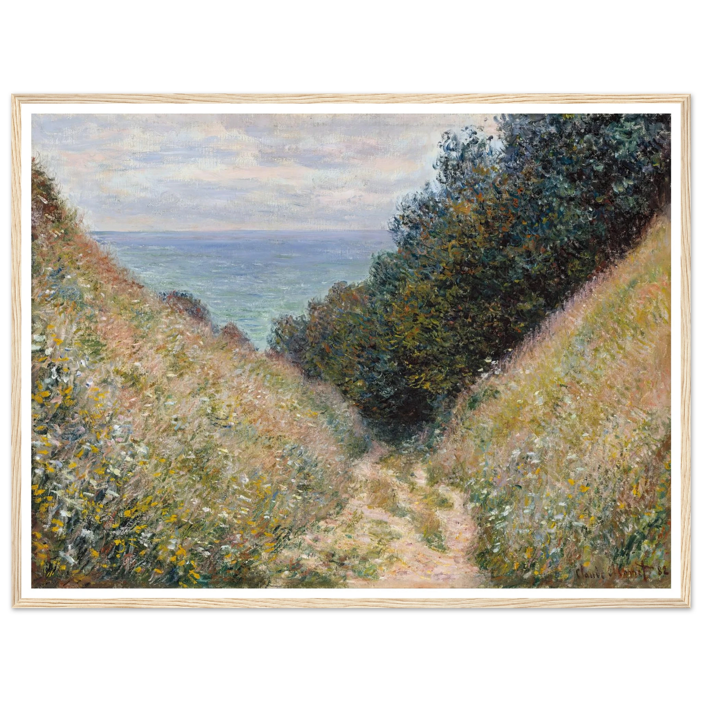 Road at La Cavée, Pourville (1882) Art Print | Claude Monet - Framed Poster - 30x40 cm / 12x16″ - Black frame