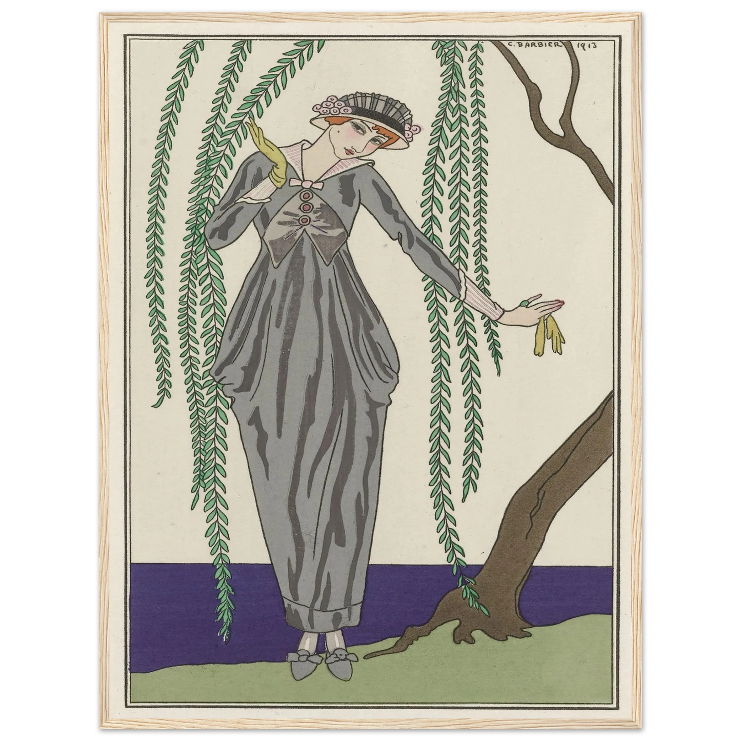 Robe de taffetas (1913) Art Print | George Barbier - Framed Poster - 30x40 cm / 12x16″ - Black frame